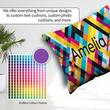Custom Name Abstract Colorful Geometric Plaid Seamless Name Cute Square Filled Cushion Throw Pillow Sofa Bed Home Decor Zip Washable UK Made