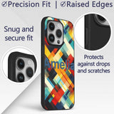 Abstract Bold Geometric Blocks Layered Seamless Custom Name Protective Phone Case Mobile Cover Durable Everyday Smartphone Shock Resistant
