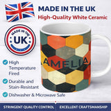 Personalized Custom Name Abstract Hexagon Texture Tiles Seamless Pattern Name Cute Unique 11oz Ceramic Coffee Tea Mug White Large Handle