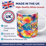 Personalized Custom Name Abstract Bright Gradient Geometric Shapes Seamless Pattern Name Cute 11oz Ceramic Coffee Tea Mug White Large Handle