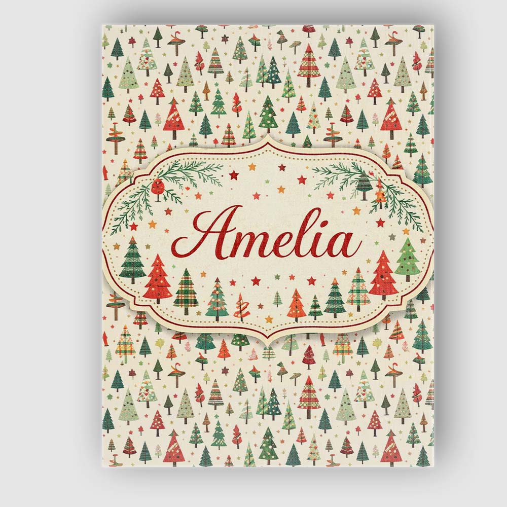 Personalised Name Minimal Christmas Tree Scandinavian Neutral Custom Contemporary Display Canvas Wall Art Print Decor Picture Ready to Hang