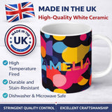 Personalized Custom Name Abstract Colorful Organic Shapes Modern Seamless Pattern Name Cute 11oz Ceramic Coffee Tea Mug White Large Handle