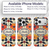 Abstract Bold Floral Bloom Symmetry Seamless Custom Name Protective Phone Case Mobile Cover Durable Everyday Smartphone Shock Resistant