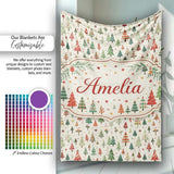 Minimal Christmas Tree Scandinavian Neutral Seamless Pattern Lovely  Personalised Custom Name Super Soft Fleece Blanket Bed Sofa Throw