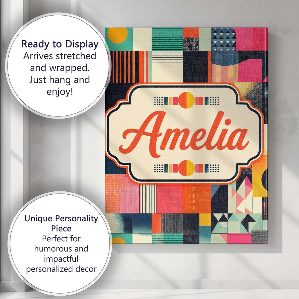 Personalised Name Abstract Patchwork Custom Premium Decorative Design Modern Room Accent Canvas Wall Art Print Decor Picture Ready to Hang
