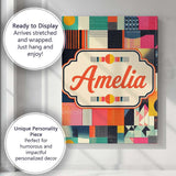 Personalised Name Abstract Patchwork Custom Premium Decorative Design Modern Room Accent Canvas Wall Art Print Decor Picture Ready to Hang