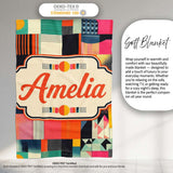 Abstract Patchwork Geometric Textured Blocks Seamless Pattern Name  Personalised Custom Name Super Soft Fleece Blanket Bed Sofa Throw
