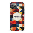 Abstract Textured Triangle Quilt Printed Design Custom Name Protective Phone Case Mobile Cover Durable Everyday Smartphone Shock Resistant