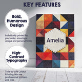 Personalised Name Abstract Textured Triangle Custom Bespoke  Contemporary Display Canvas Wall Art Print Decor Picture Ready to Hang