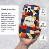 Abstract Textured Triangle Quilt Printed Design Custom Name Protective Phone Case Mobile Cover Durable Everyday Smartphone Shock Resistant