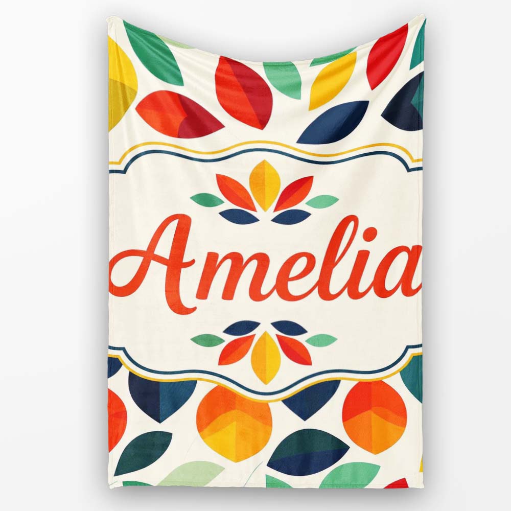 Abstract Multicolor Leaf Scatter Soft Background Seamless Pattern  Personalised Custom Name Super Soft Fleece Blanket Bed Sofa Throw