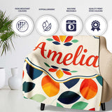 Abstract Multicolor Leaf Scatter Soft Background Seamless Pattern  Personalised Custom Name Super Soft Fleece Blanket Bed Sofa Throw