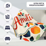 Abstract Multicolor Leaf Scatter Soft Background Seamless Pattern  Personalised Custom Name Super Soft Fleece Blanket Bed Sofa Throw
