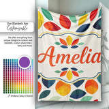 Abstract Multicolor Leaf Scatter Soft Background Seamless Pattern  Personalised Custom Name Super Soft Fleece Blanket Bed Sofa Throw