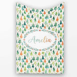 Hand Drawn Christmas Tree Holiday Pattern Cream Background Seamless  Personalised Custom Name Super Soft Fleece Blanket Bed Sofa Throw