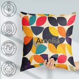 Custom Name Abstract Modern Leaf Cut Minimal Style Seamless Name Square Filled Cushion Throw Pillow Sofa Bed Home Decor Zip Washable UK Made