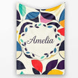 Abstract Stylised Leaf Pattern Soft Colors Seamless Name Cute  Personalised Custom Name Super Soft Fleece Blanket Bed Sofa Throw