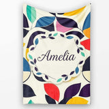 Abstract Stylised Leaf Pattern Soft Colors Seamless Name Cute  Personalised Custom Name Super Soft Fleece Blanket Bed Sofa Throw