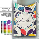 Abstract Stylised Leaf Pattern Soft Colors Seamless Name Cute  Personalised Custom Name Super Soft Fleece Blanket Bed Sofa Throw