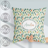 Custom Name Hand Drawn Christmas Tree Holiday Pattern Background Square Filled Cushion Throw Pillow Sofa Bed Home Decor Zip Washable UK Made