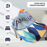 Abstract Gradient Teardrop Shapes Vertical Flow Seamless Pattern  Personalised Custom Name Super Soft Fleece Blanket Bed Sofa Throw