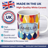 Personalized Custom Name Abstract Gradient Teardrop Shapes Vertical Flow Seamless Pattern 11oz Ceramic Coffee Tea Mug White Large Handle