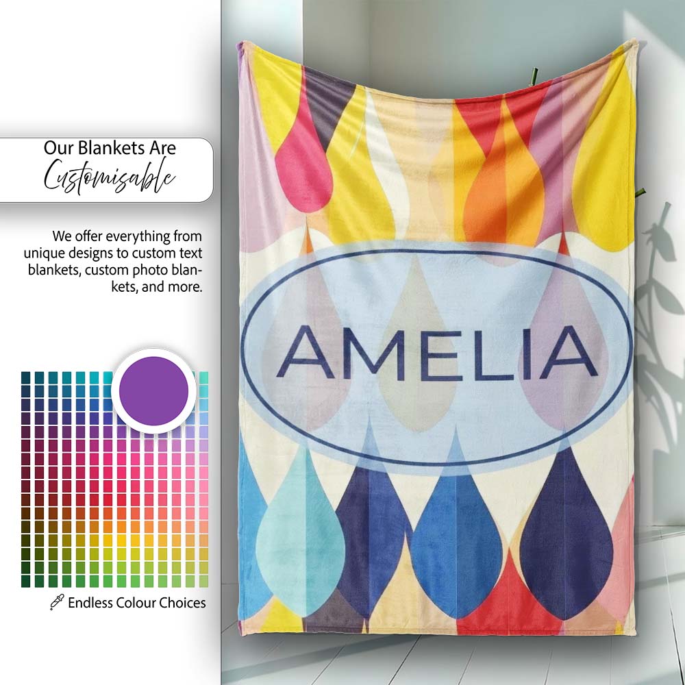 Abstract Gradient Teardrop Shapes Vertical Flow Seamless Pattern  Personalised Custom Name Super Soft Fleece Blanket Bed Sofa Throw