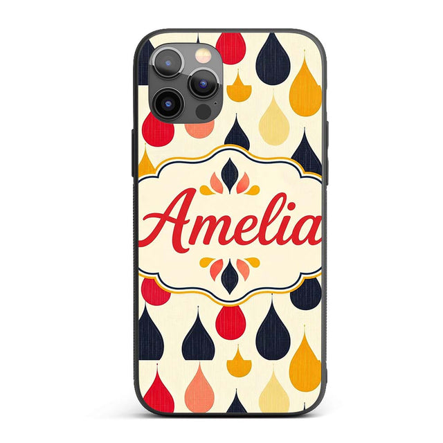 Abstract Hanging Teardrop Motif Minimal Seamless Custom Name Protective Phone Case Mobile Cover Durable Everyday Smartphone Shock Resistant
