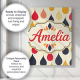 Personalised Name Abstract Hanging Teardrop Custom  Bespoke Interior Contemporary Canvas Wall Art Print Decor Picture Ready to Hang