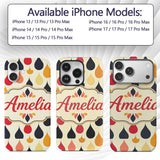 Abstract Hanging Teardrop Motif Minimal Seamless Custom Name Protective Phone Case Mobile Cover Durable Everyday Smartphone Shock Resistant