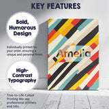 Personalised Name Abstract Diagonal Color Custom  Unique Gift Idea Elegant Feature Canvas Wall Art Print Decor Picture Ready to Hang