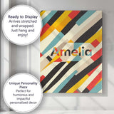 Personalised Name Abstract Diagonal Color Custom  Unique Gift Idea Elegant Feature Canvas Wall Art Print Decor Picture Ready to Hang