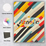 Personalised Name Abstract Diagonal Color Custom  Unique Gift Idea Elegant Feature Canvas Wall Art Print Decor Picture Ready to Hang