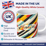 Personalized Custom Name Abstract Diagonal Color Stripes Geometric Seamless Pattern Name Cute 11oz Ceramic Coffee Tea Mug White Large Handle