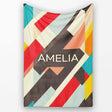 Abstract Bold Layered Stripe Shapes Modern Art Seamless Pattern  Personalised Custom Name Super Soft Fleece Blanket Bed Sofa Throw