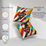 Custom Name Abstract Bold Layered Stripe Shapes Seamless Pattern Square Filled Cushion Throw Pillow Sofa Bed Home Decor Zip Washable UK Made