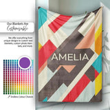 Abstract Bold Layered Stripe Shapes Modern Art Seamless Pattern  Personalised Custom Name Super Soft Fleece Blanket Bed Sofa Throw