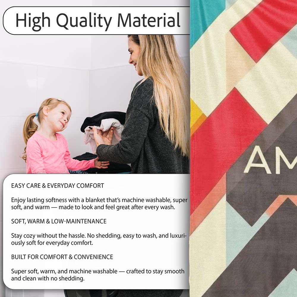 Abstract Bold Layered Stripe Shapes Modern Art Seamless Pattern  Personalised Custom Name Super Soft Fleece Blanket Bed Sofa Throw