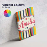 Personalised Name Abstract Vertical Multicolor Stripe Style Unique Gift Idea Custom Made Canvas Wall Art Print Decor Picture Ready to Hang
