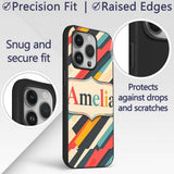 Abstract Angled Color Block Stripes Contemporary Custom Name Protective Phone Case Mobile Cover Durable Everyday Smartphone Shock Resistant