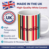Personalized Custom Name Abstract Wavy Vertical Color Lines Seamless Pattern Name Cute 11oz Ceramic Coffee Tea Mug White Large Handle