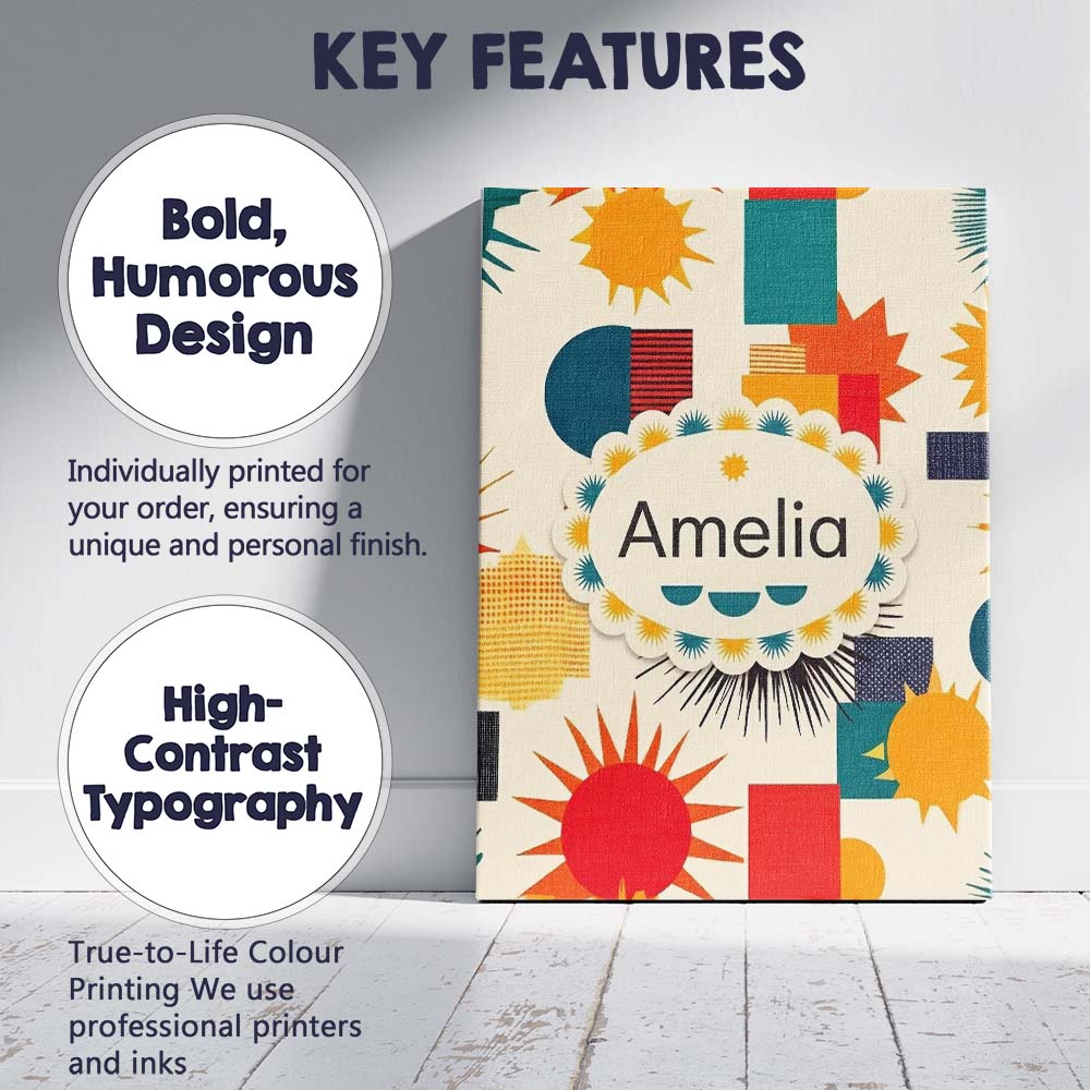 Personalised Name Abstract Geometric Custom Premium Decorative Design Modern Room Accent Canvas Wall Art Print Decor Picture Ready to Hang