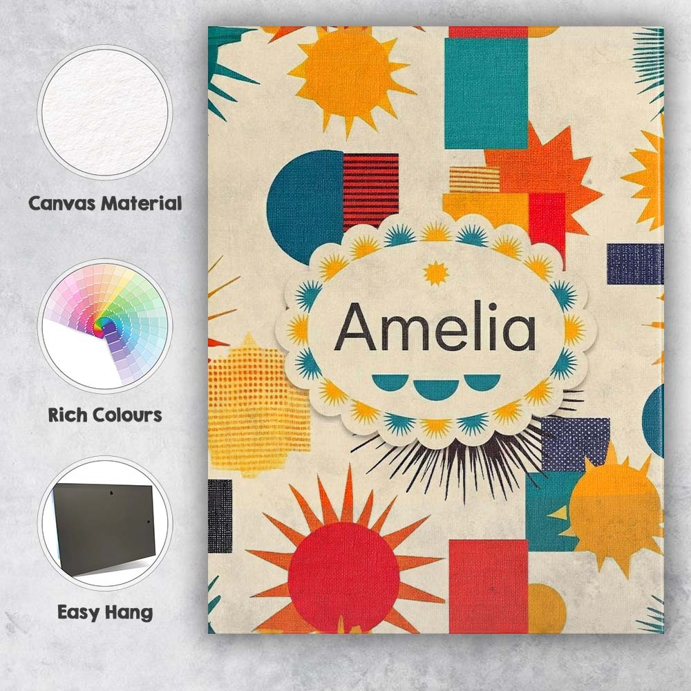 Personalised Name Abstract Geometric Custom Premium Decorative Design Modern Room Accent Canvas Wall Art Print Decor Picture Ready to Hang