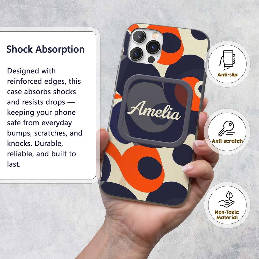 Abstract Organic Curved Shapes Printed Design Custom Name Protective Phone Case Mobile Cover Durable Everyday Smartphone Shock Resistant