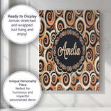 Personalised Name Abstract Spiral Swirl Custom  Modern Room Accent Elegant Feature Canvas Wall Art Print Decor Picture Ready to Hang