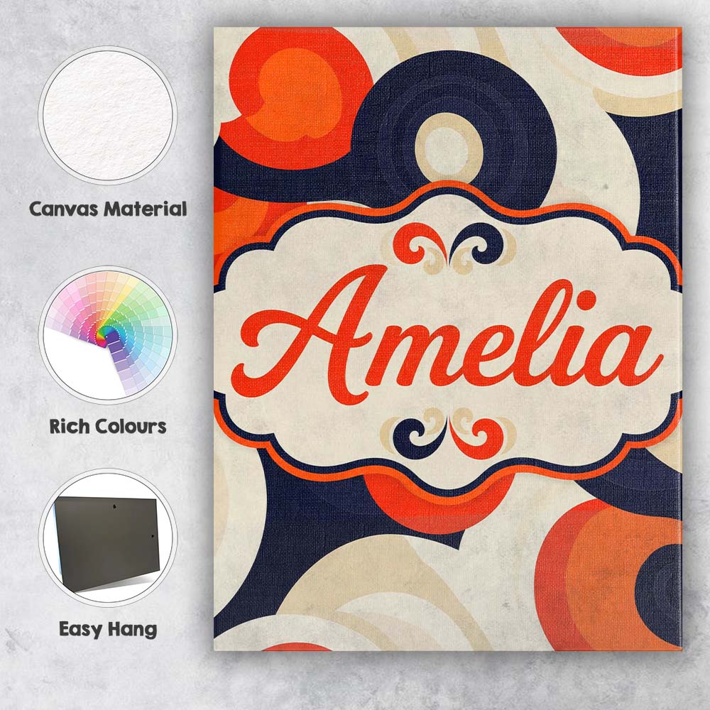 Personalised Name Abstract Swirl Shapes Custom  Modern Room Accent Elegant Feature Canvas Wall Art Print Decor Picture Ready to Hang