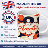 Personalized Custom Name Abstract Swirl Shapes Bold Contrast Seamless Pattern Name Cute 11oz Ceramic Coffee Tea Mug White Large Handle