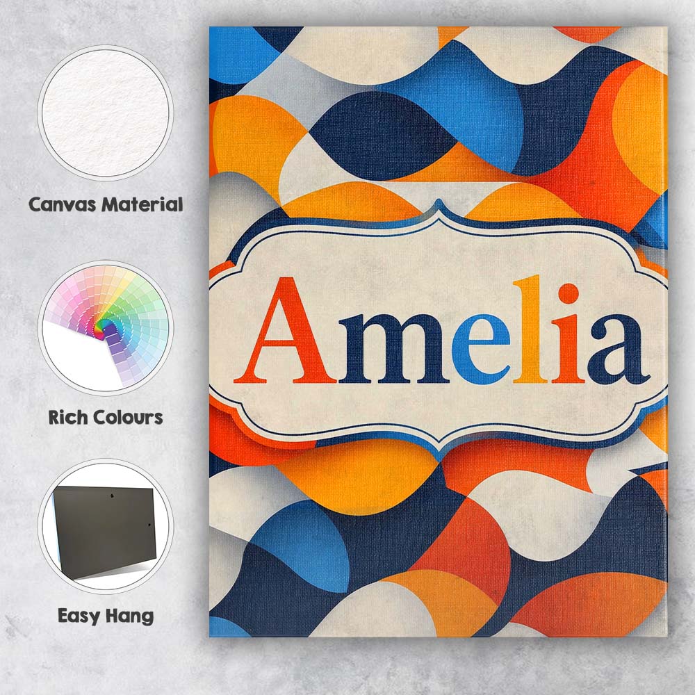 Personalised Name Abstract Fluid Organic Custom  Unique Gift Idea Elegant Feature Canvas Wall Art Print Decor Picture Ready to Hang