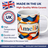 Personalized Custom Name Abstract Fluid Organic Shapes Modern Color Blend Seamless Pattern 11oz Ceramic Coffee Tea Mug White Large Handle