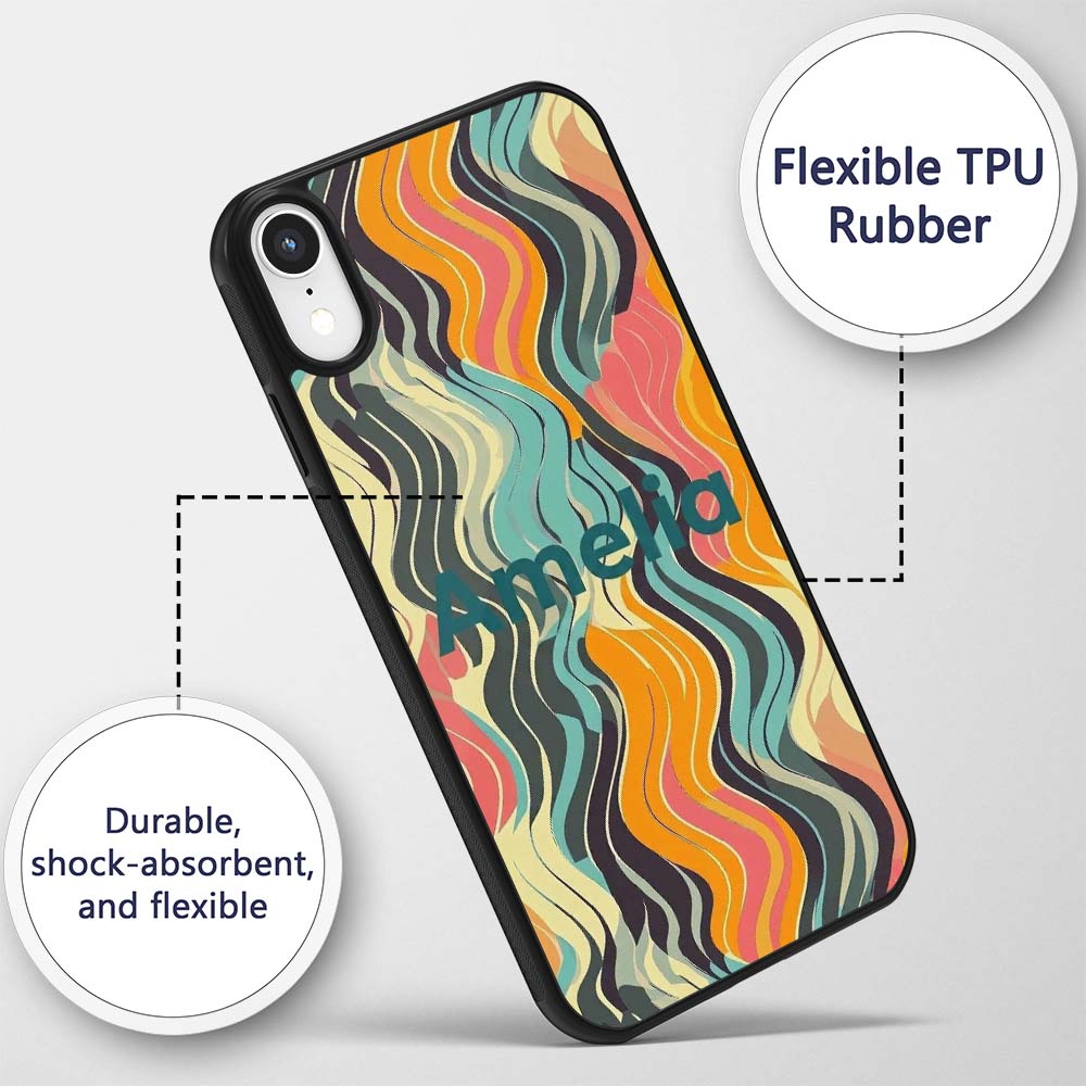 Abstract Wavy Lines Soft Pastel Flow Seamless Custom Name Protective Phone Case Mobile Cover Durable Everyday Smartphone Shock Resistant